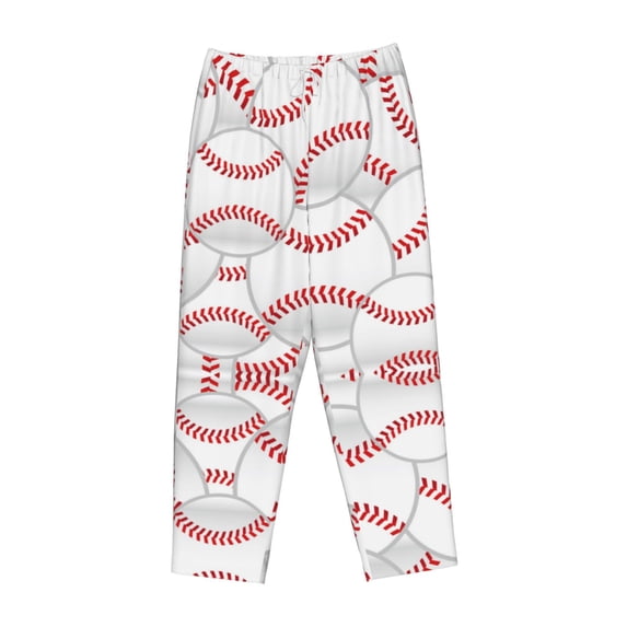 Kdxio Women's Comfy Stretch BaseballsPrint Drawstring Pajama Pants-Large