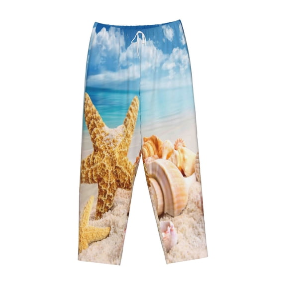Kdxio Women's Comfy Stretch Beach Starfish ShellPrint Drawstring Pajama Pants-XX-Large