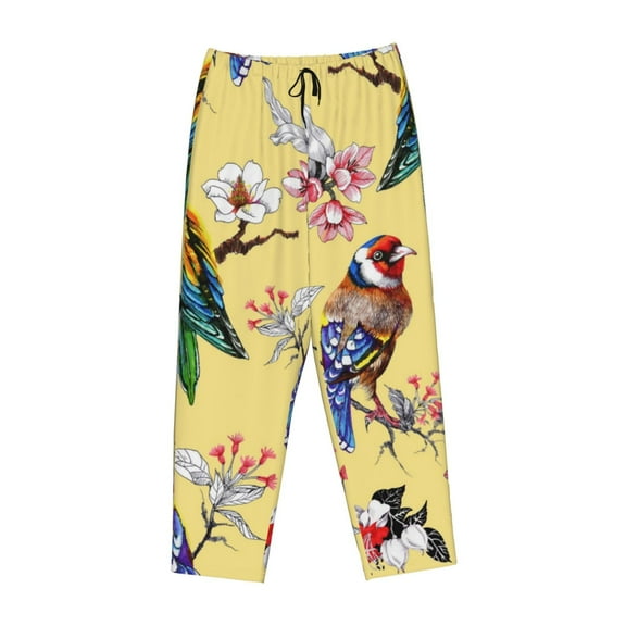 Kdxio Women's Comfy Stretch Beautiful Bright Birds And FlowersPrint Drawstring Pajama Pants-Small