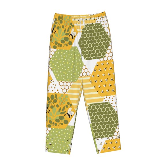 Kdxio Women's Comfy Stretch Bee honeyPrint Drawstring Pajama Pants-Medium