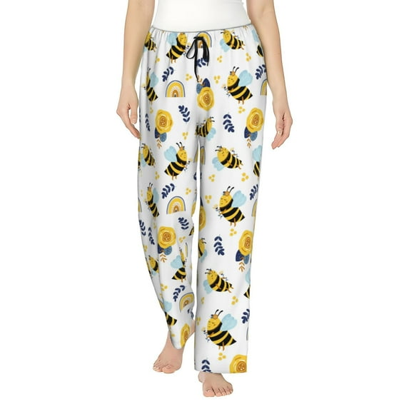 Kdxio Women's Comfy Stretch Bees And Rainbows Print Drawstring Pajama Pants-Medium
