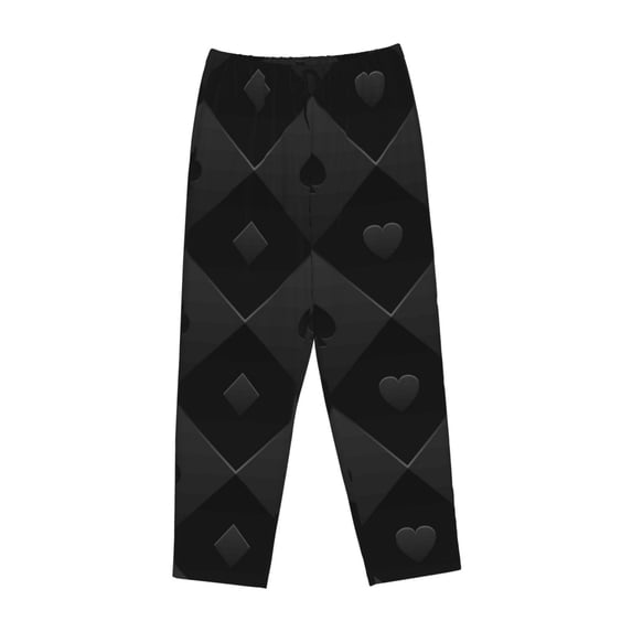 Kdxio Women's Comfy Stretch Black PokerPrint Drawstring Pajama Pants-Medium