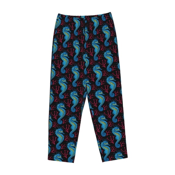 Kdxio Women's Comfy Stretch Blue SeahorsePrint Drawstring Pajama Pants-XX-Large