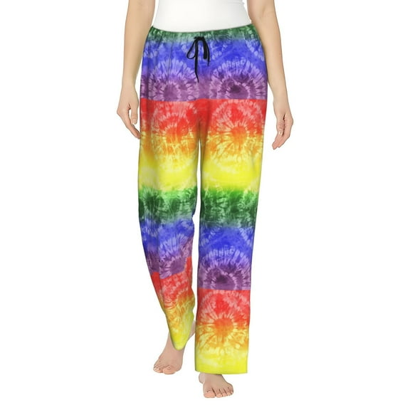 Kdxio Women's Comfy Stretch Blue Tie Dye Print Drawstring Pajama Pants-Small