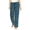 thumbnail image 1 of Kdxio Women's Comfy Stretch Blue and White Gradient Snowflake Print Drawstring Pajama Pants-Large, 1 of 5