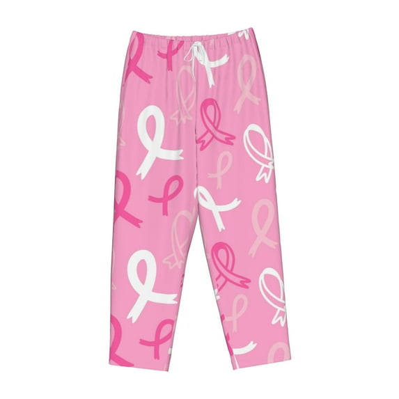 Kdxio Women's Comfy Stretch Breast Cancer Awareness (3)Print Drawstring Pajama Pants-Small