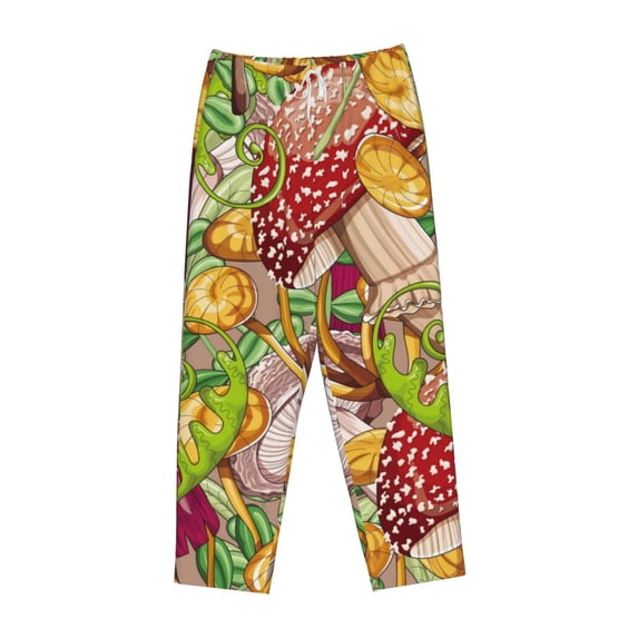 Kdxio Women's Comfy Stretch Bright MushroomsPrint Drawstring Pajama Pants-Small
