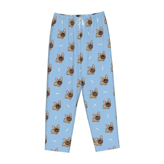 Kdxio Women's Comfy Stretch Brown French BulldogPrint Drawstring Pajama Pants-X-Large