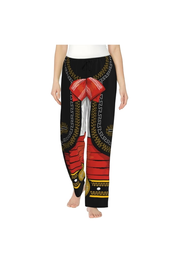 Women's Comfy Stretch CHARRO SUIT Print Drawstring Pajama Pants-XX-Large