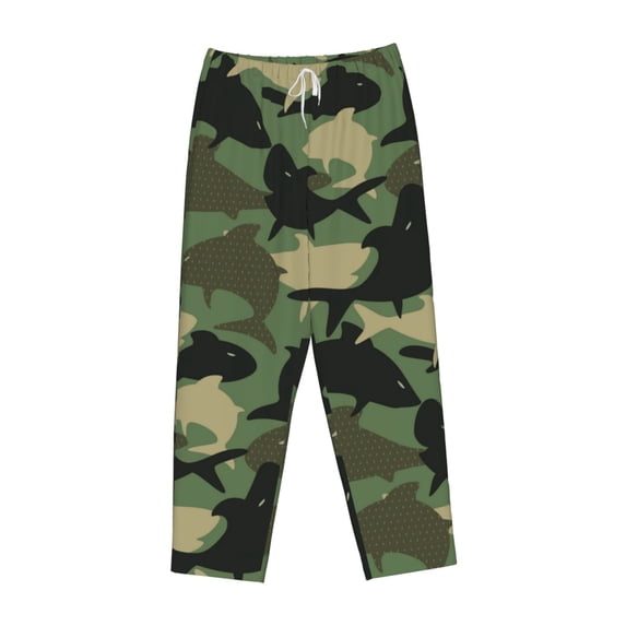 Kdxio Women's Comfy Stretch Camouflage SharkPrint Drawstring Pajama Pants-Small