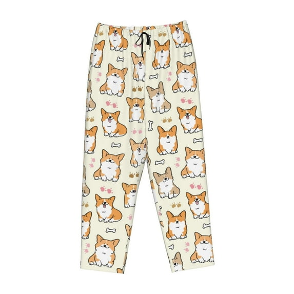 Kdxio Women's Comfy Stretch Cartoon CorgiPrint Drawstring Pajama Pants-Large