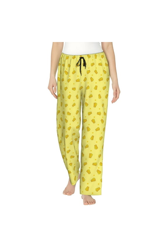 Women's Comfy Stretch Cheese 1 Print Drawstring Pajama Pants-X-Large