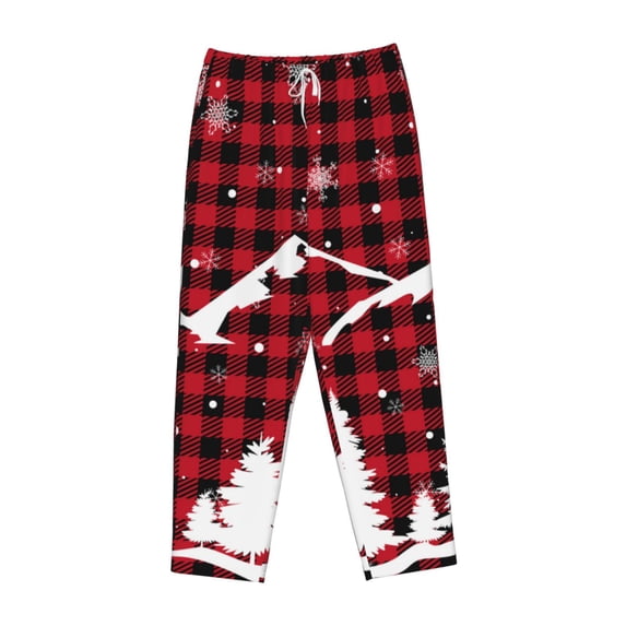 Kdxio Women's Comfy Stretch Christmas Tree Buffalo PlaidPrint Drawstring Pajama Pants-Large