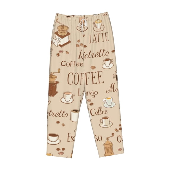 Kdxio Women's Comfy Stretch Coffee TimePrint Drawstring Pajama Pants-Large