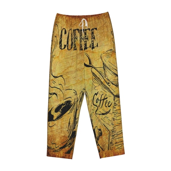 Kdxio Women's Comfy Stretch Coffee VintagePrint Drawstring Pajama Pants-Small