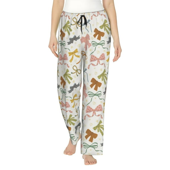 Kdxio Women's Comfy Stretch Colorful Bow Knots1 Print Drawstring Pajama Pants-Small