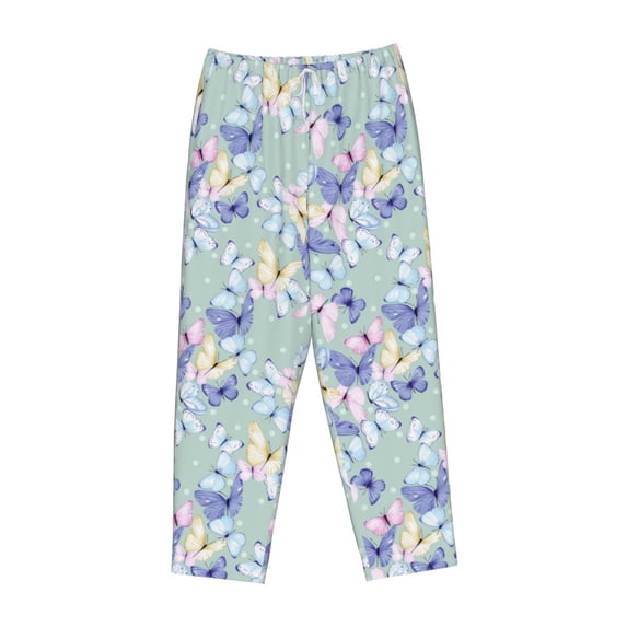 Kdxio Women's Comfy Stretch Colorful ButterflyPrint Drawstring Pajama Pants-Medium