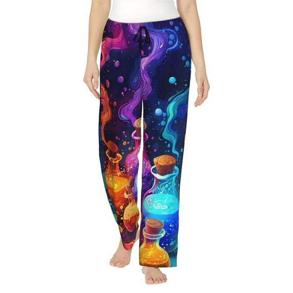 Kdxio Women's Comfy Stretch Colorful Potion Bottles Magic Print Drawstring Pajama Pants-Small