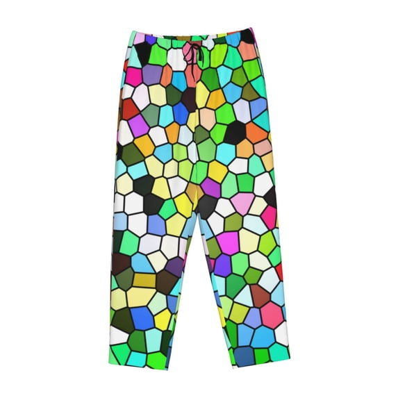 Kdxio Women's Comfy Stretch Colorful Tie Dye Stained GlassPrint Drawstring Pajama Pants-X-Large