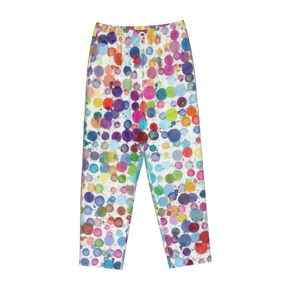 Kdxio Women's Comfy Stretch Colorful Watercolor DotsPrint Drawstring Pajama Pants-Large