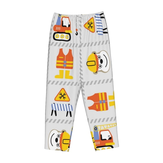 Kdxio Women's Comfy Stretch Construction Equipments WorkerPrint Drawstring Pajama Pants-XX-Large