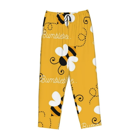 Kdxio Women's Comfy Stretch Cute Bee Butterfly YelllowPrint Drawstring Pajama Pants-X-Large