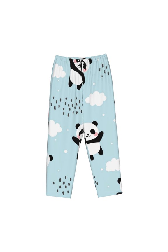 Women's Comfy Stretch Cute Panda BearPrint Drawstring Pajama Pants-Small