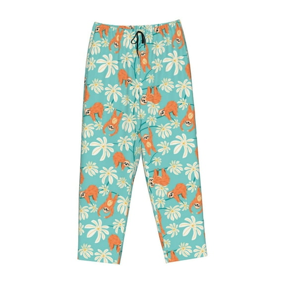 Kdxio Women's Comfy Stretch Cute Sloth on Floral TreePrint Drawstring Pajama Pants-Medium