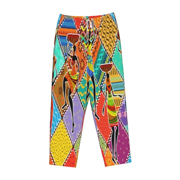 Kdxio Women's Comfy Stretch Dancing African WomansPrint Drawstring Pajama Pants-Large