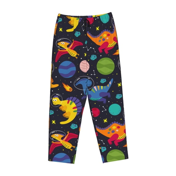 Kdxio Women's Comfy Stretch Dinosaurs in SpacePrint Drawstring Pajama Pants-Small