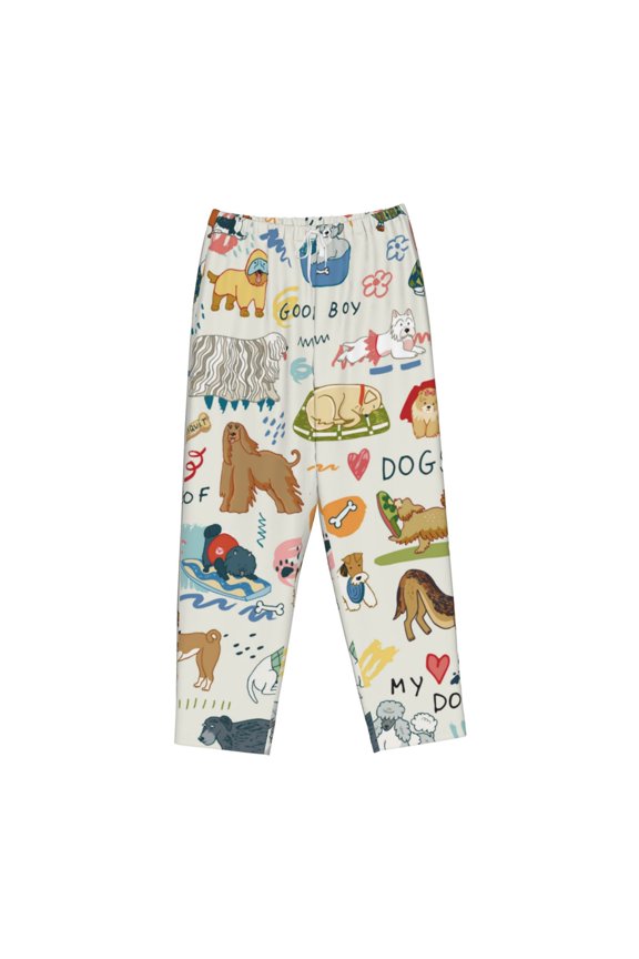 Women's Comfy Stretch Dogs Funny PetsPrint Drawstring Pajama Pants-Medium