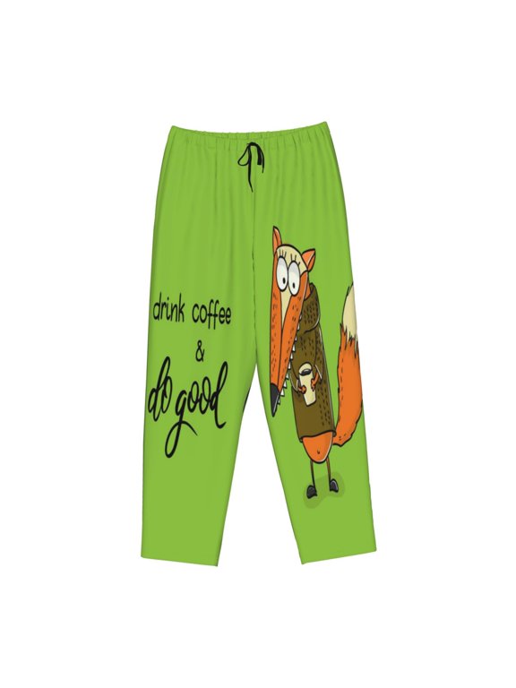 Women's Comfy Stretch Drink Coffee And Do GoodPrint Drawstring Pajama Pants-Small