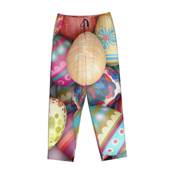 Kdxio Women's Comfy Stretch Easter EggsPrint Drawstring Pajama Pants-Small