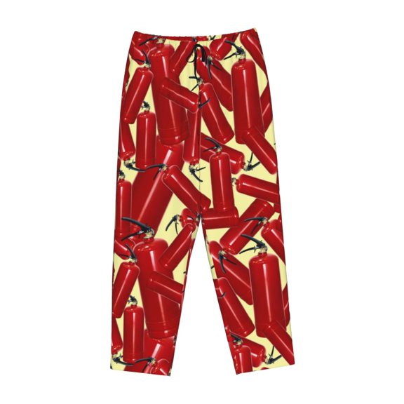 Kdxio Women's Comfy Stretch Fire ExtinguisherPrint Drawstring Pajama Pants-Large