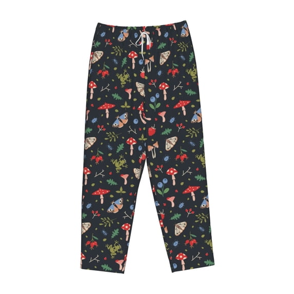 Kdxio Women's Comfy Stretch Forest Flora and InsectsPrint Drawstring Pajama Pants-Large