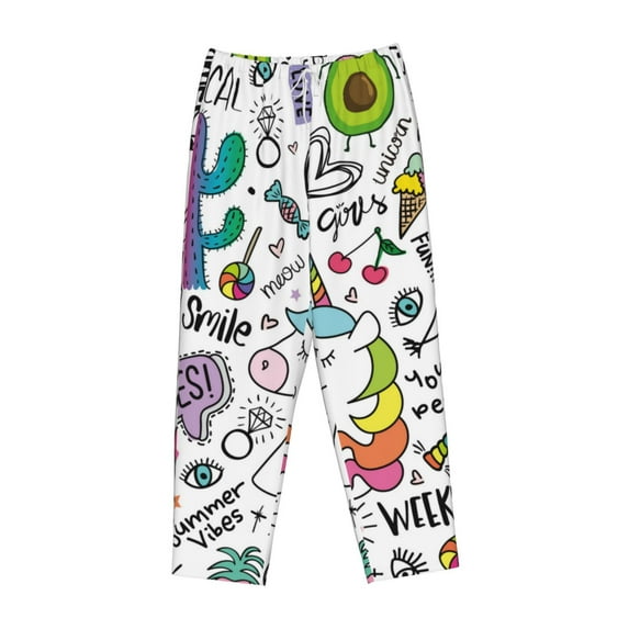 Kdxio Women's Comfy Stretch Fun Animal with UnicornPrint Drawstring Pajama Pants-XX-Large