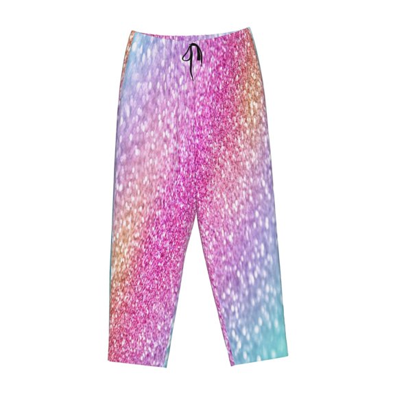 Kdxio Women's Comfy Stretch Fun Rainbow PinkPrint Drawstring Pajama Pants-Large