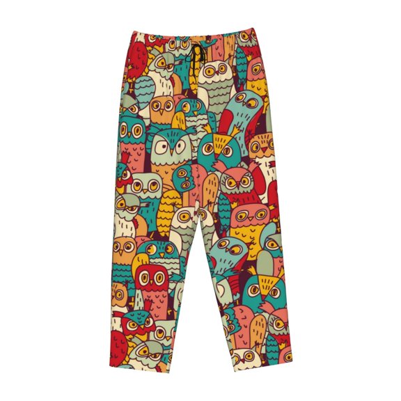 Kdxio Women's Comfy Stretch Funny Owl BirdPrint Drawstring Pajama Pants-Large