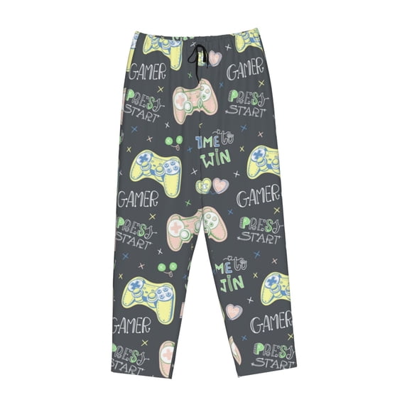 Kdxio Women's Comfy Stretch GamersPrint Drawstring Pajama Pants-XX-Large