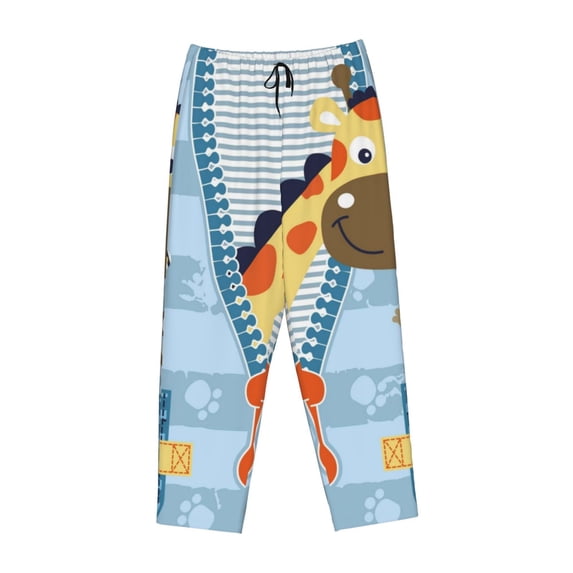 Kdxio Women's Comfy Stretch Giraffe Come Out From ZipperPrint Drawstring Pajama Pants-XX-Large