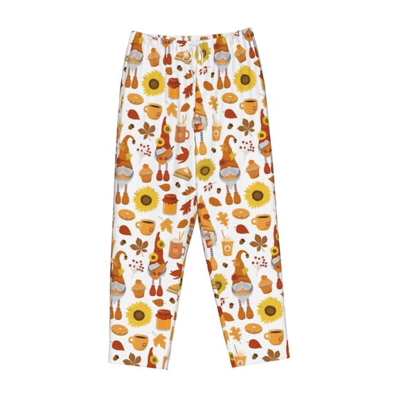 Kdxio Women's Comfy Stretch Gnomes Autumn HarvestPrint Drawstring Pajama Pants-X-Large