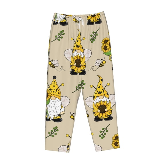 Kdxio Women's Comfy Stretch Gnomes Bees And SunflowersPrint Drawstring Pajama Pants-X-Large