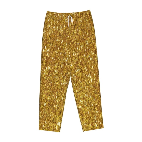 Kdxio Women's Comfy Stretch Gold GlitterPrint Drawstring Pajama Pants-X-Large