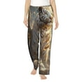 thumbnail image 1 of Kdxio Women's Comfy Stretch Golden White Tiger Print Drawstring Pajama Pants-Large, 1 of 5