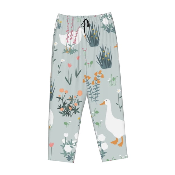 Kdxio Women's Comfy Stretch Goose and Doodle FlowersPrint Drawstring Pajama Pants-Small