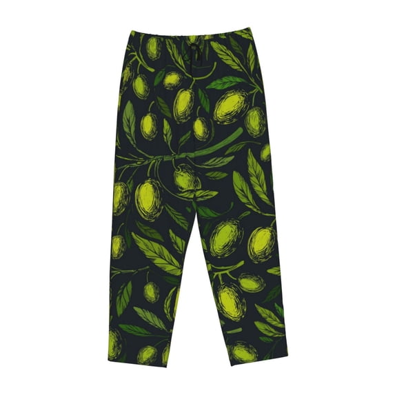 Kdxio Women's Comfy Stretch Green Branch OlivePrint Drawstring Pajama Pants-Large