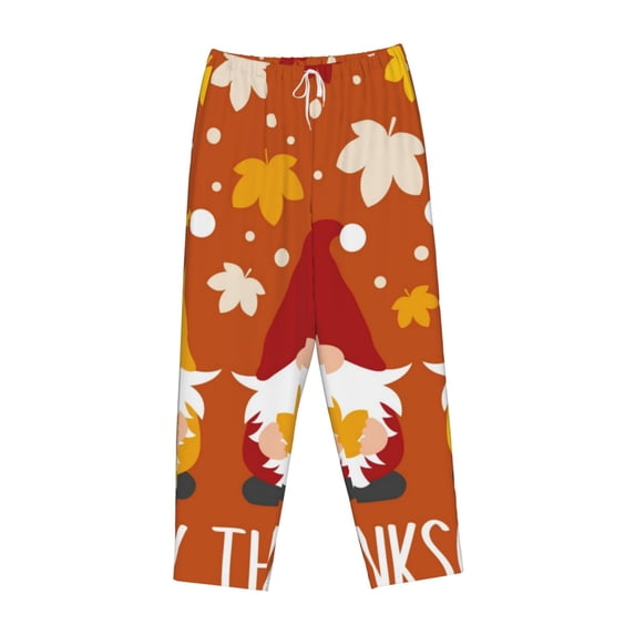 Kdxio Women's Comfy Stretch Happy Thanksgiving Three GnomesPrint Drawstring Pajama Pants-Medium