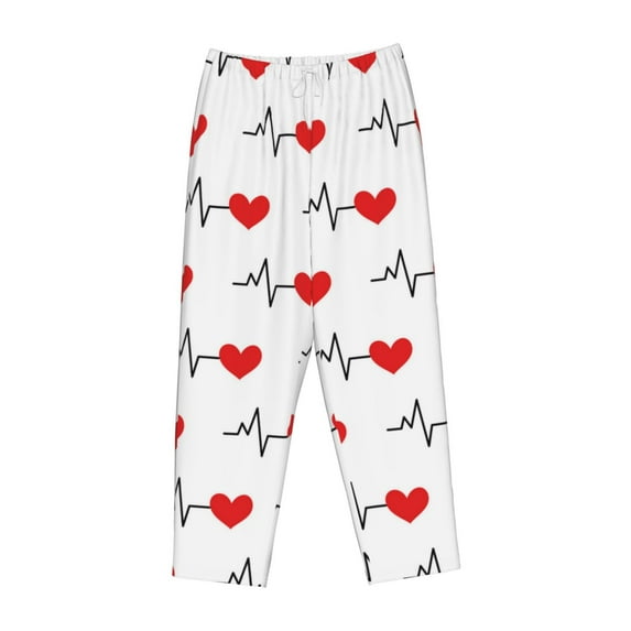 Kdxio Women's Comfy Stretch Heartbeat SymbolPrint Drawstring Pajama Pants-XX-Large