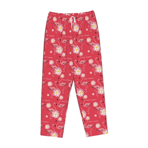 Kdxio Women's Comfy Stretch Hello Summer FlamingoPrint Drawstring Pajama Pants-Large