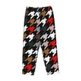 thumbnail image 1 of Kdxio Women's Comfy Stretch Houndstooth Green RedPrint Drawstring Pajama Pants-Large, 1 of 9